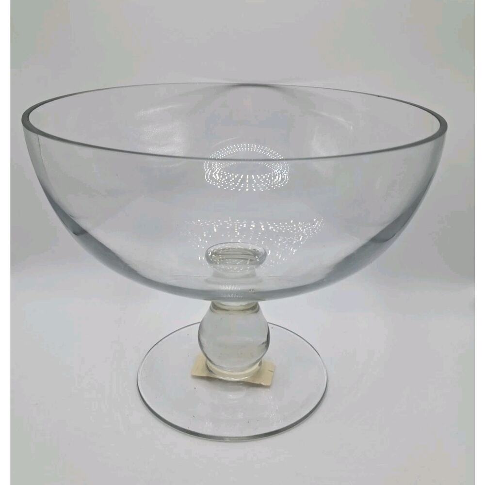 Lenox Clear Glass Hanna Compote Bowl Pedestal Footed Serving Centerpiece Vintage